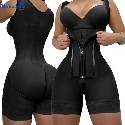 She's HER 360 Full Body Sculpt Bodysuit in Black — front view